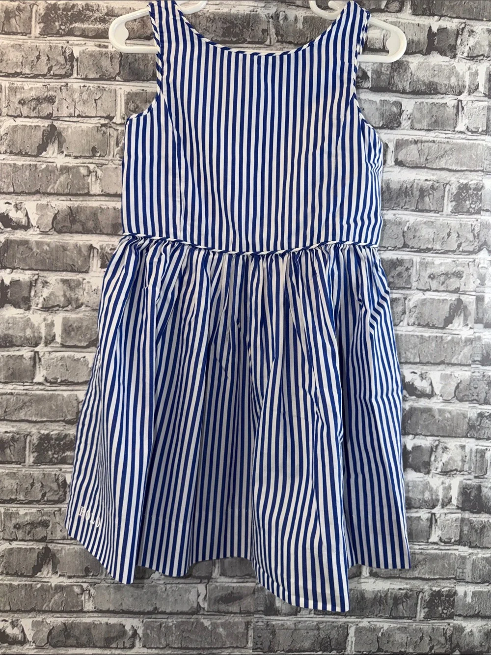 Polo Ralph Lauren Blue and White Striped Girls' Sleeveless Dress